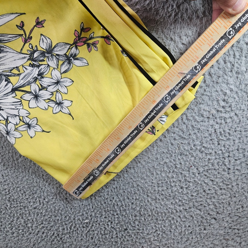 Vero Moda VMSatina Pants Yellow Floral Wide Leg Side Stripe New Size M‎ - Picture 14 of 15